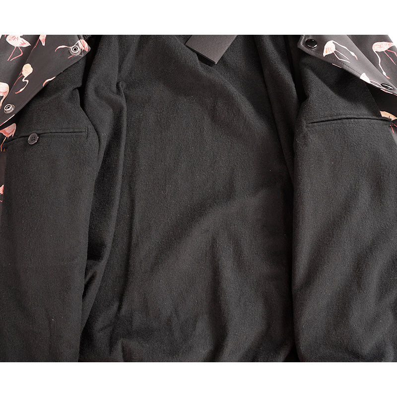 SZ 48 NEW $2,675 SAINT LAURENT Men's Black Satin FLAMINGO Bomber TEDDY JACKET