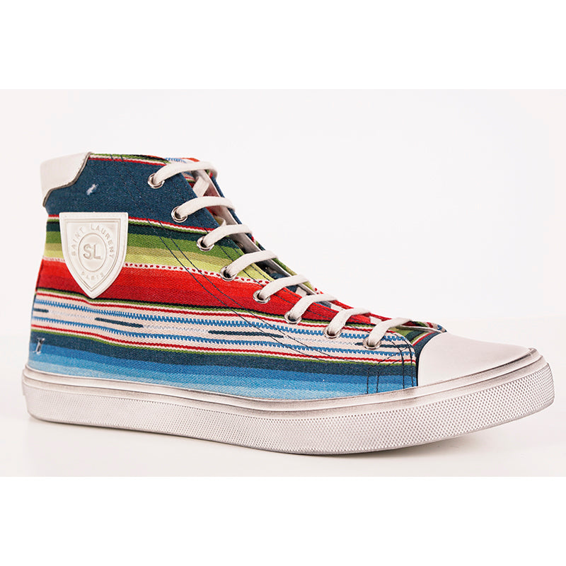 43.5 US 10.5 NEW $695 SAINT LAURENT Mexican Jacquard BEDFORD HIGHTOP SNEAKERS