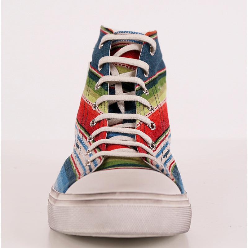 43.5 US 10.5 NEW $695 SAINT LAURENT Mexican Jacquard BEDFORD HIGHTOP SNEAKERS
