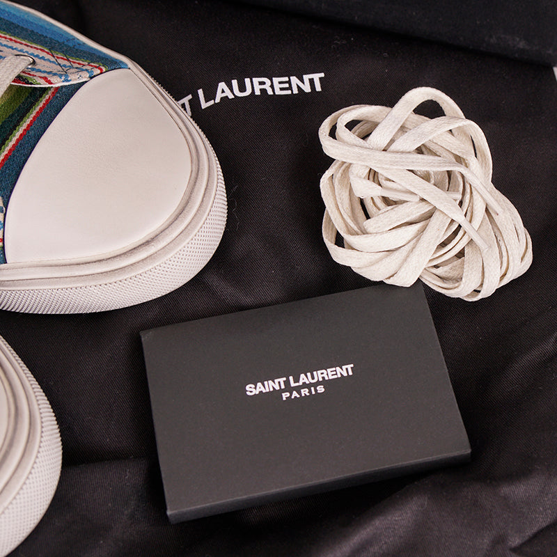 43.5 US 10.5 NEW $695 SAINT LAURENT Mexican Jacquard BEDFORD HIGHTOP SNEAKERS