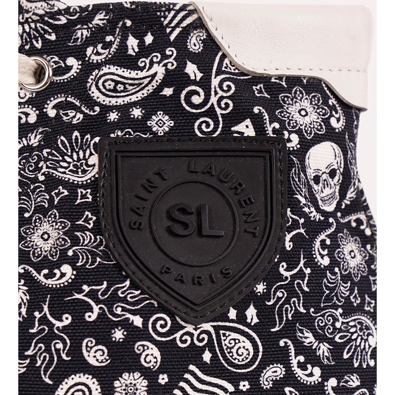 43.5 US 10.5 NEW $695 SAINT LAURENT Skull Tattoo Canvas BEDFORD HIGHTOP SNEAKERS