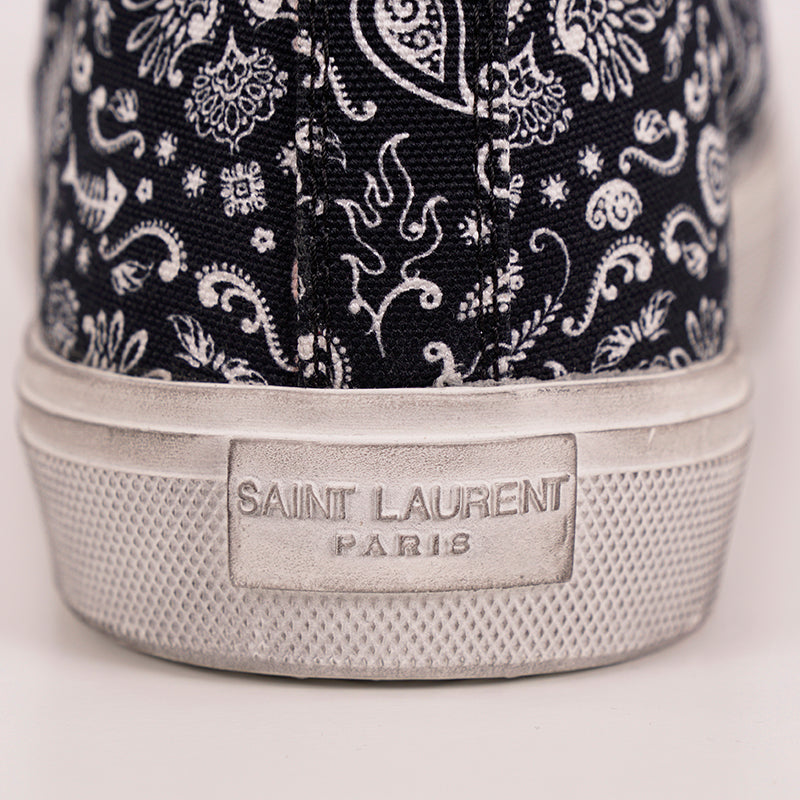 43.5 US 10.5 NEW $695 SAINT LAURENT Skull Tattoo Canvas BEDFORD HIGHTOP SNEAKERS
