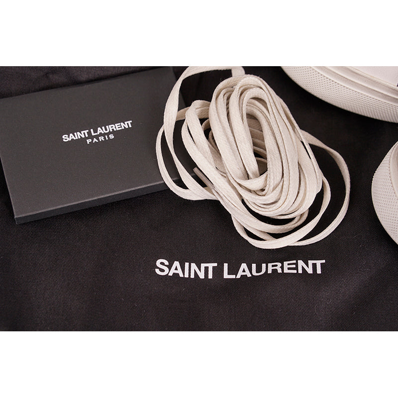 43.5 US 10.5 NEW $695 SAINT LAURENT Skull Tattoo Canvas BEDFORD HIGHTOP SNEAKERS