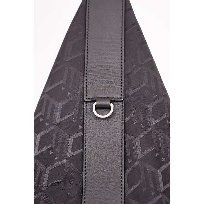 NEW $950 MCM Black CUBIC LOGO Monogram Nylon Sporty Aren X-Large Hobo 2-Way BAG