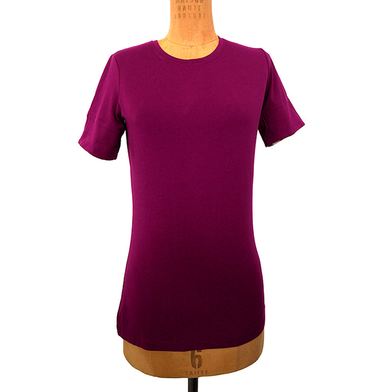 S NEW $390 BURBERRY Magenta Pink LOGO NOVA CHECK CUFF Ancholme TEE TOP T-SHIRT