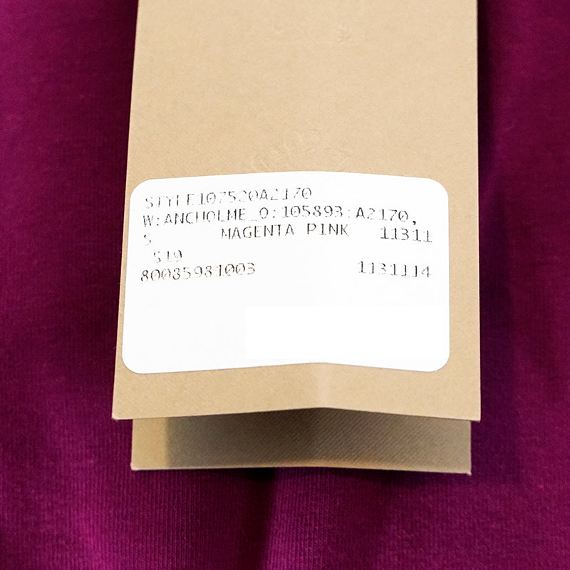 S NEW $390 BURBERRY Magenta Pink LOGO NOVA CHECK CUFF Ancholme TEE TOP T-SHIRT