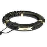 NEW $425 BURBERRY PRORSUM Black LEATHER Twine Gold Tone Arthill BRACELET BANGLE