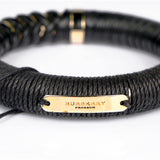 NEW $425 BURBERRY PRORSUM Black LEATHER Twine Gold Tone Arthill BRACELET BANGLE