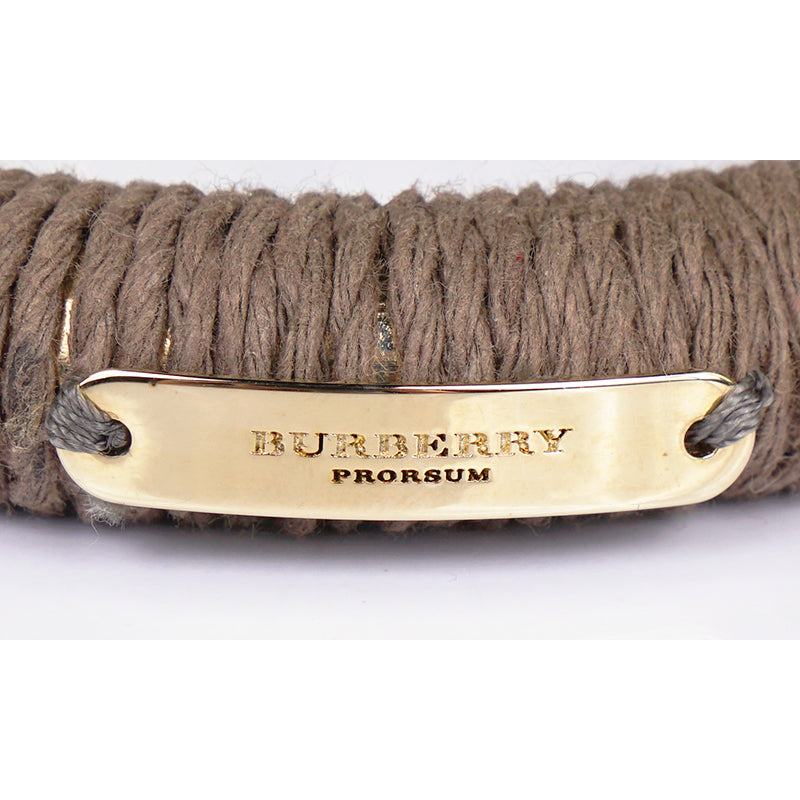 NEW $425 BURBERRY PRORSUM Beige LEATHER Twine Gold Tone Arthill BRACELET BANGLE