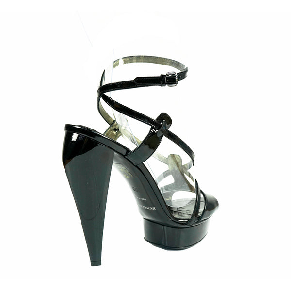39 NEW $950 BURBERRY PRORSUM Black Patent Strappy High Heels PLATFORM SANDALS