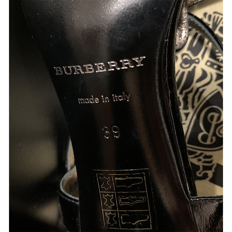 39 NEW $950 BURBERRY PRORSUM Black Patent Strappy High Heels PLATFORM SANDALS