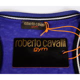 sz L NEW $523 ROBERTO CAVALLI Blue Jersey TROPICAL PALM PRINT Oversize TANK TOP