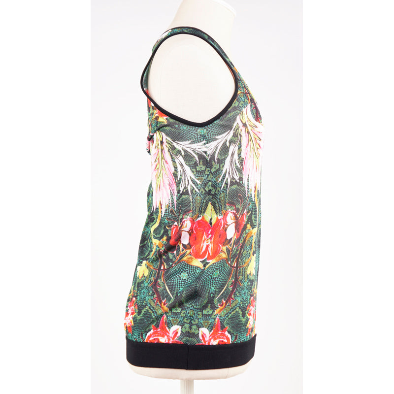 44/38 NEW $1,095 ROBERTO CAVALLI Tropical Snakeskin Print Viscose KNIT TANK TOP XS