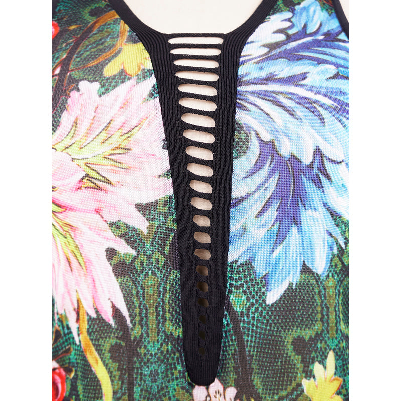 44/38 NEW $1,095 ROBERTO CAVALLI Tropical Snakeskin Print Viscose KNIT TANK TOP XS