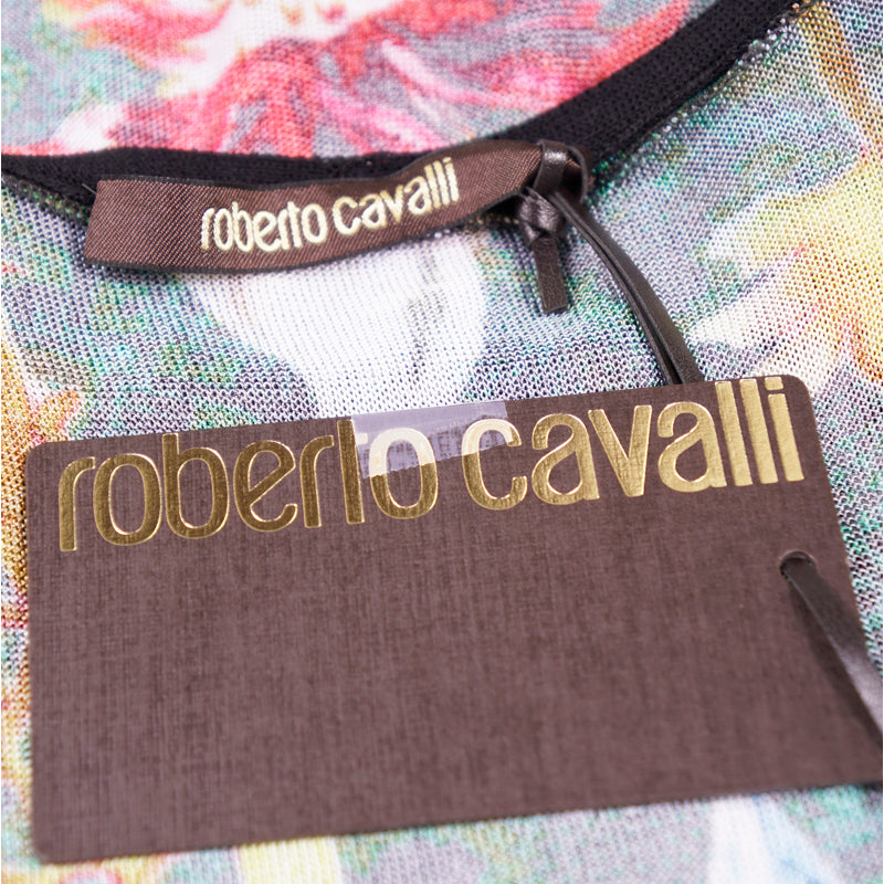 44/38 NEW $1,095 ROBERTO CAVALLI Tropical Snakeskin Print Viscose KNIT TANK TOP XS