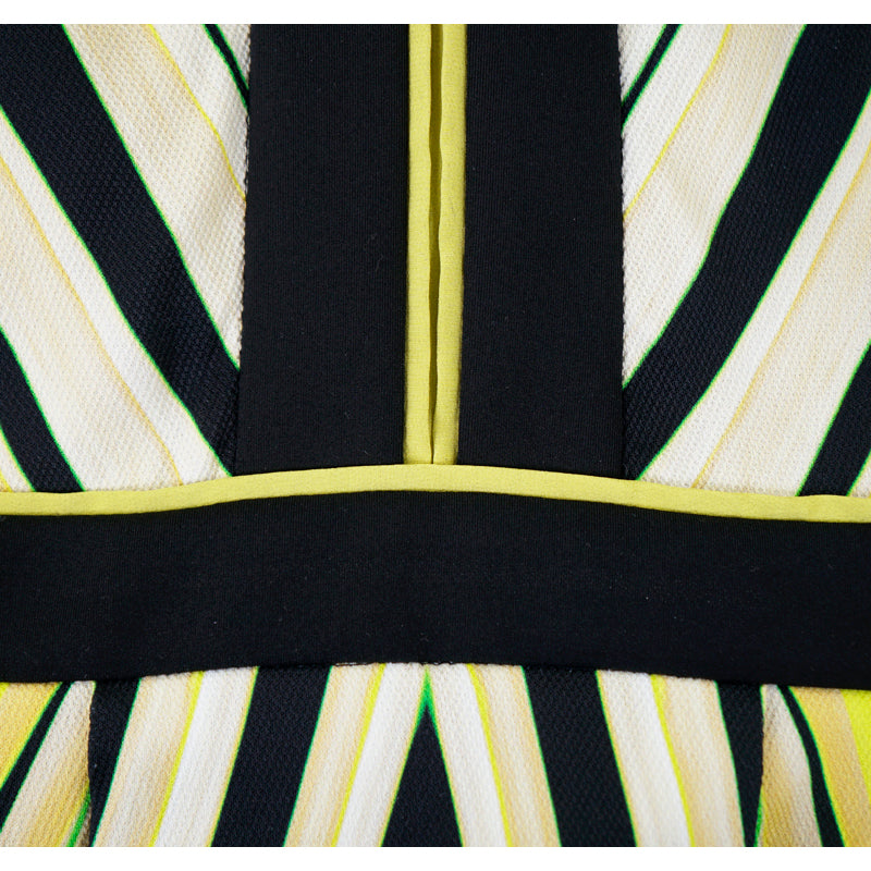 42 NEW $2560 ROBERTO CAVALLI Black Yellow-Green TROPICAL PALM PRINT Summer DRESS