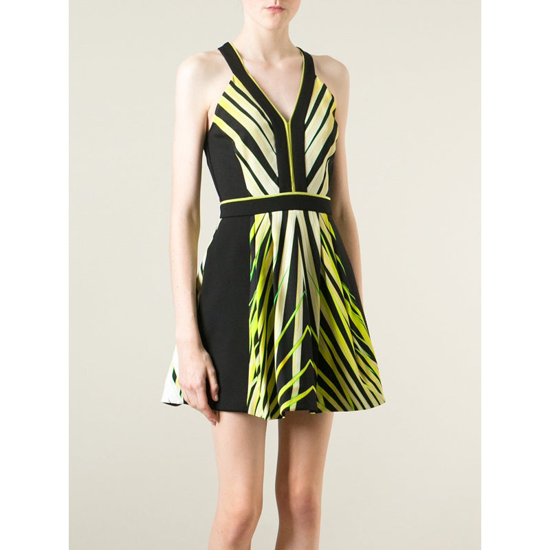 42 & 46 NEW $2560 ROBERTO CAVALLI Black Yellow-Green TROPICAL PALM PRINT Summer DRESS