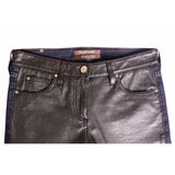 38 XS NEW $740 ROBERTO CAVALLI Black VEGAN LEATHER PANEL Dark Rinse SKINNY JEANS