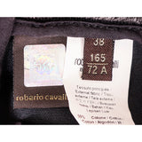 38 XS NEW $740 ROBERTO CAVALLI Black VEGAN LEATHER PANEL Dark Rinse SKINNY JEANS