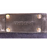 38 XS NEW $740 ROBERTO CAVALLI Black VEGAN LEATHER PANEL Dark Rinse SKINNY JEANS