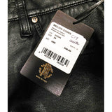 38 XS NEW $740 ROBERTO CAVALLI Black VEGAN LEATHER PANEL Dark Rinse SKINNY JEANS
