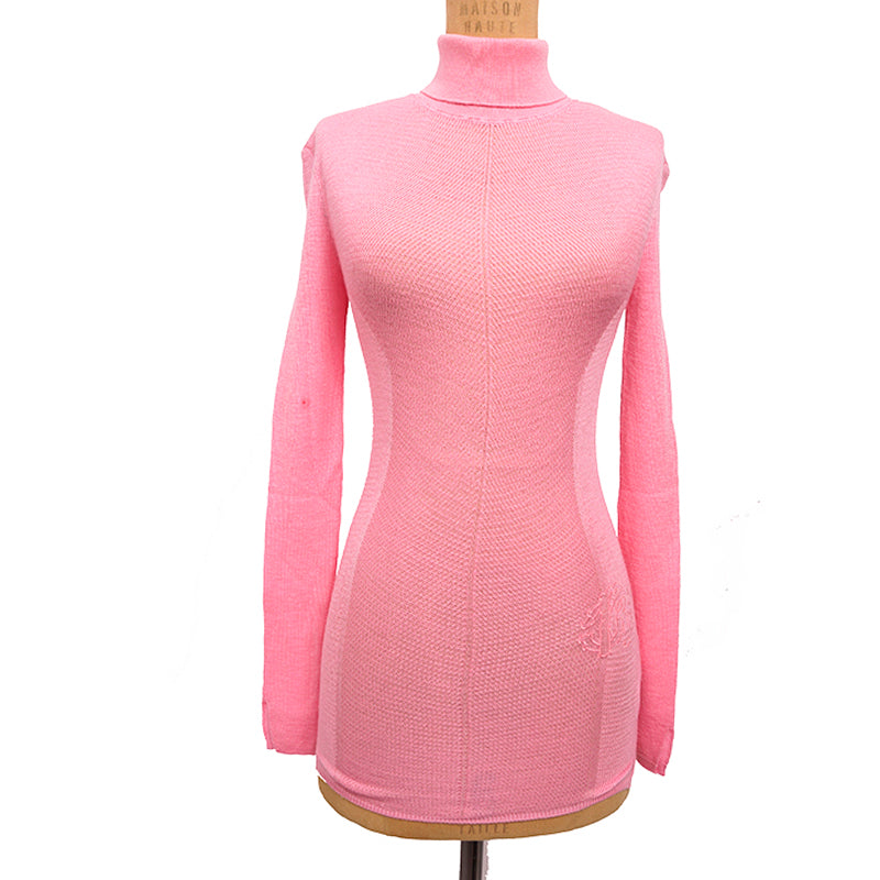 38 NEW $675 ROBERTO CAVALLI Pink WOOL CASHMERE RC LOGO Knit Tunic SWEATER TOP XS