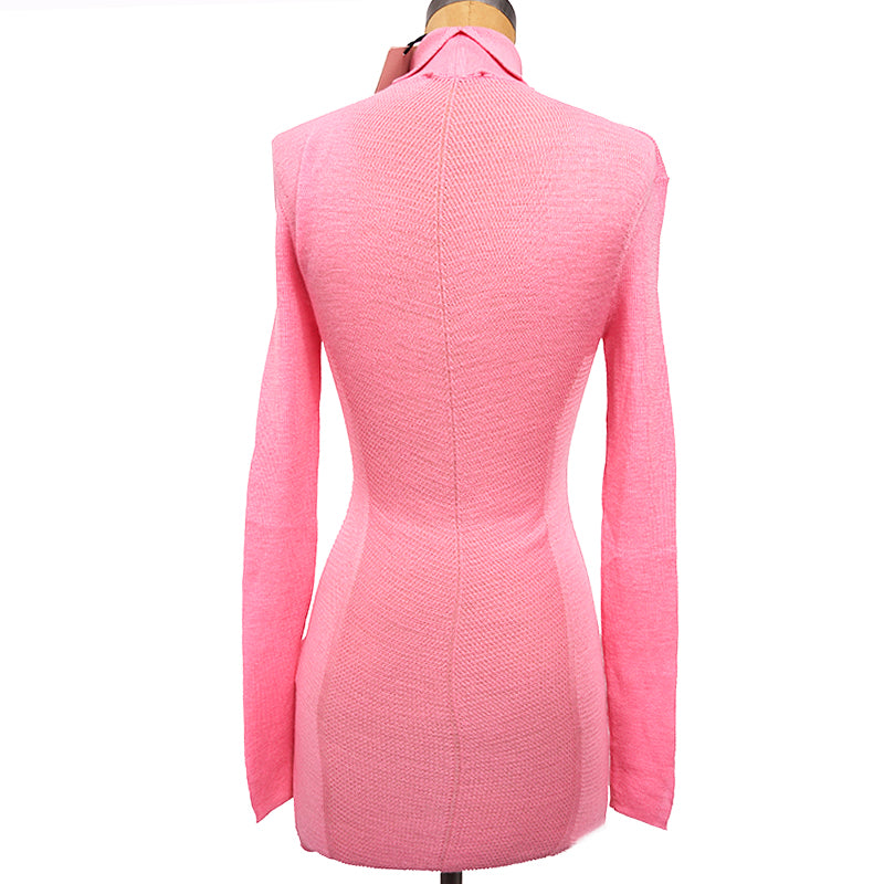 38 NEW $675 ROBERTO CAVALLI Pink WOOL CASHMERE RC LOGO Knit Tunic SWEATER TOP XS