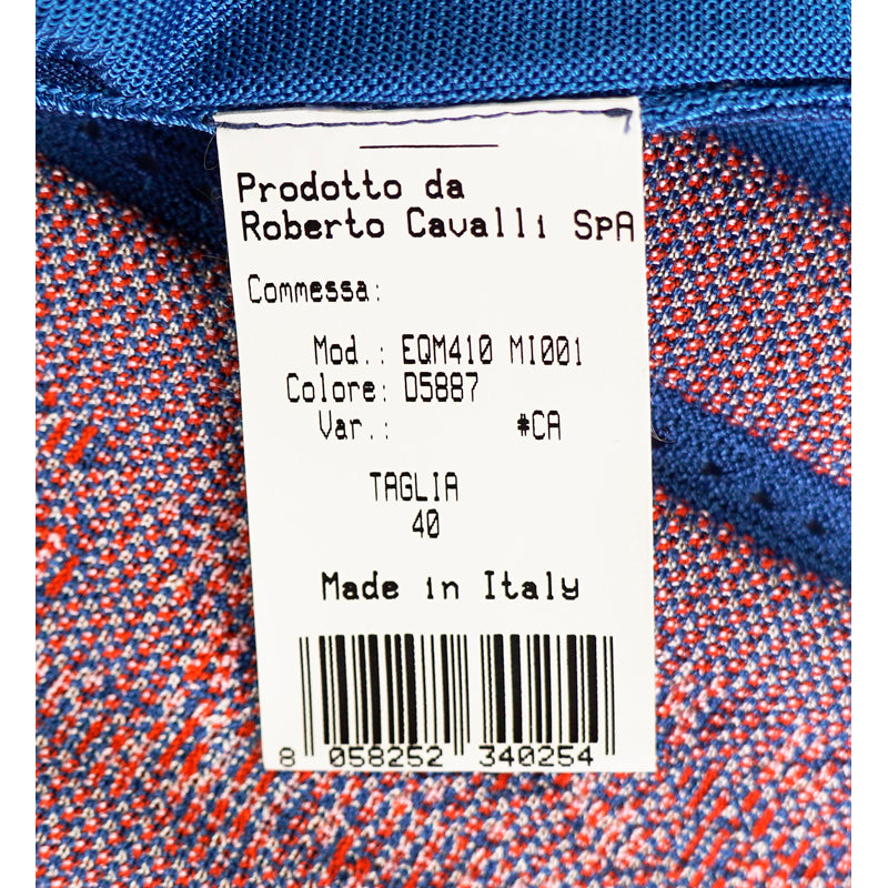 sz 40 NEW $950 ROBERTO CAVALLI Blue TIGER FLORAL JACQUARD Pleated Summer SKIRT