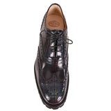 37.5 NEW $925 CHURCH'S Woman's Black Blue POLISHED TARTAN PLAID Leather OXFORDS