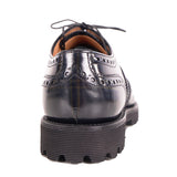 37.5 NEW $925 CHURCH'S Woman's Black Blue POLISHED TARTAN PLAID Leather OXFORDS