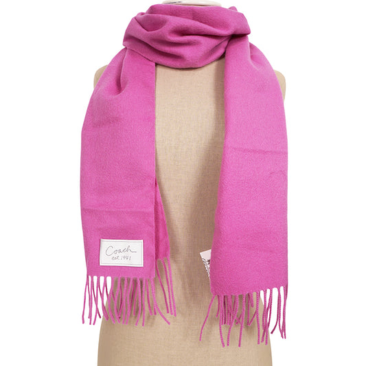 NEW COACH Vintage Pretty Pink Cashmere & Wool Blend Fridge MUFFLER SCARF NWT