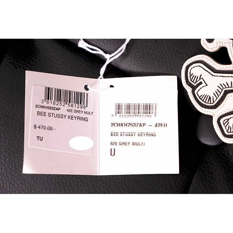 NEW $470 CHRISTIAN DIOR Shawn Stüssy Collab White/Black BEE Stussy KEY RING NWT