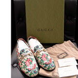 37 NEW $1,050 GUCCI Leather FLORAL BRIT ROSES Horsebit Jordaan WEXFORD LOAFERS