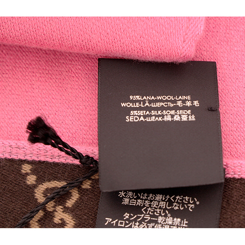 NEW $490 GUCCI Reversible Pink & LOGO GG Wool Silk Long Fall-Winter 70" SCARF