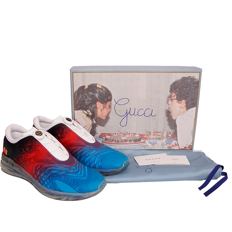 11G 11.5 NEW $890 GUCCI Men Gradient Black Blue Red ULTRAPACE R GG Logo SNEAKERS