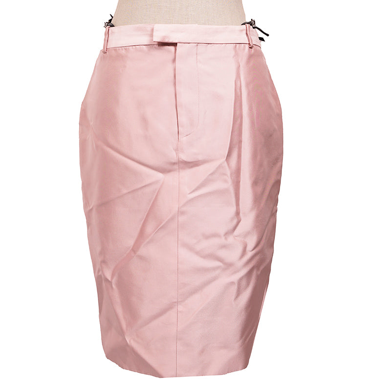 40 VINTAGE GUCCI by TOM FORD RUNWAY Spring 1998 G-Leather Embellished Pink SKIRT