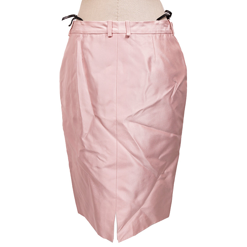 40 VINTAGE GUCCI by TOM FORD RUNWAY Spring 1998 G-Leather Embellished Pink SKIRT