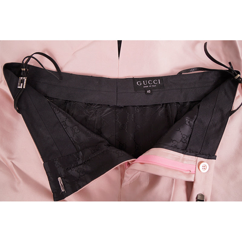 40 VINTAGE GUCCI by TOM FORD RUNWAY Spring 1998 G-Leather Embellished Pink SKIRT