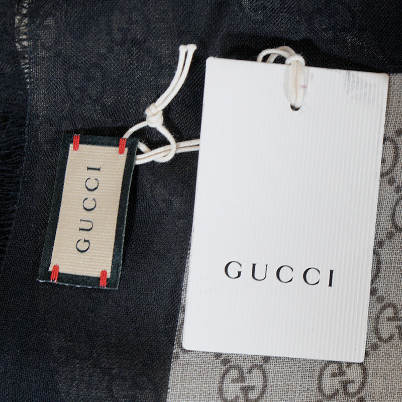 NEW $895 GUCCI GG Logo Web & Kingsnake SNAKE Wispy Woven WOOL SCARF 70 x 200