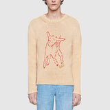 sz L NEW $1800 GUCCI Men's Tan RED STICHED LAMB Knit ANIMAL MAGNETISM SWEATER