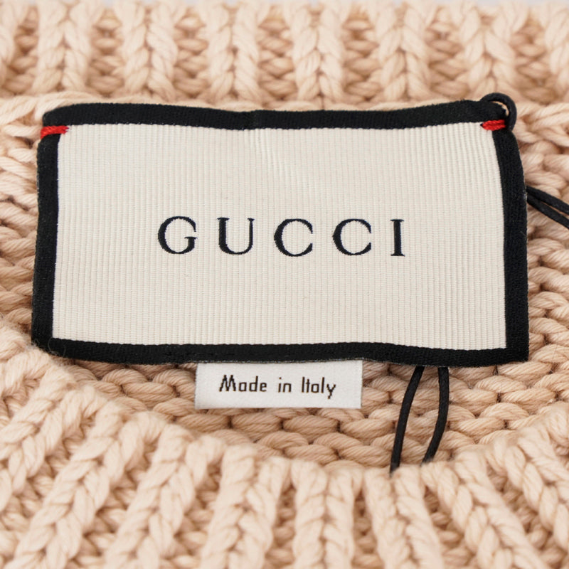 sz L NEW $1800 GUCCI Men's Tan RED STICHED LAMB Knit ANIMAL MAGNETISM SWEATER