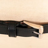 36/90 NEW $495 GUCCI Black Calfskin Leather SILVER STUDDED Slender BELT