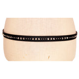 36/90 NEW $495 GUCCI Black Calfskin Leather SILVER STUDDED Slender BELT