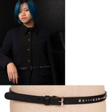 36/90 NEW $495 GUCCI Black Calfskin Leather SILVER STUDDED Slender BELT