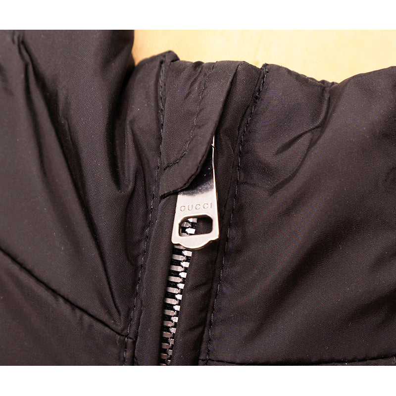 sz 58 NEW $3,400 GUCCI Men's Black Nylon KNIGHT LOGO Down Filled PUFFER JACKET