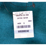 S NEW $895 GUCCI Teal 100% CASHMERE V-Neck GG LOGO COZY KNIT SWEATER TOP Vintage