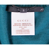 S NEW $895 GUCCI Teal 100% CASHMERE V-Neck GG LOGO COZY KNIT SWEATER TOP Vintage