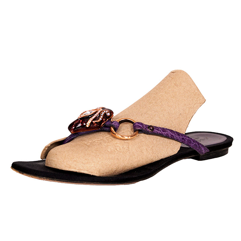 6.5 VINTAGE GUCCI TOM FORD Purple Crocodile Leather HORSEBIT SNAKE JEWEL SANDALS