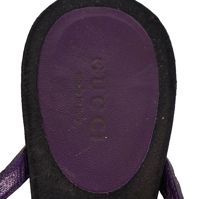 6.5 VINTAGE GUCCI TOM FORD Purple Crocodile Leather HORSEBIT SNAKE JEWEL SANDALS