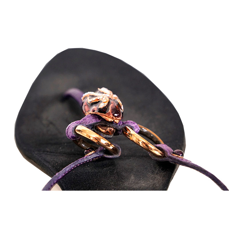 6.5 VINTAGE GUCCI TOM FORD Purple Crocodile Leather HORSEBIT SNAKE JEWEL SANDALS